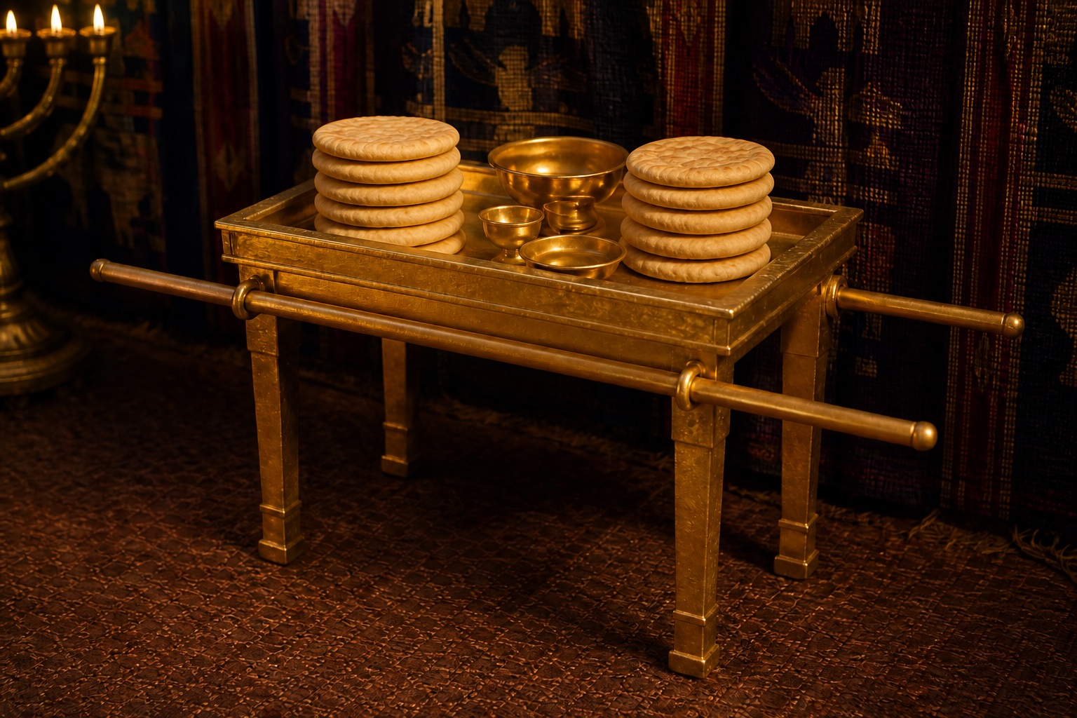 Reconstrucción de la mesa con doce panes de la Presencia