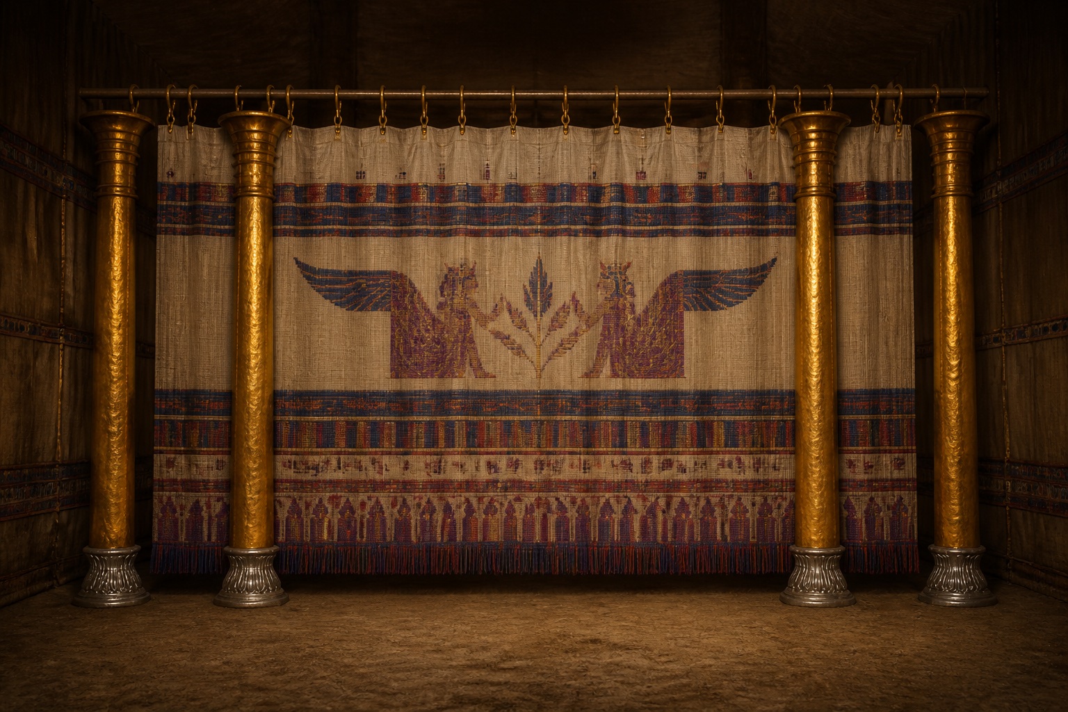 Reconstrucción del velo interior sostenido por cuatro columnas